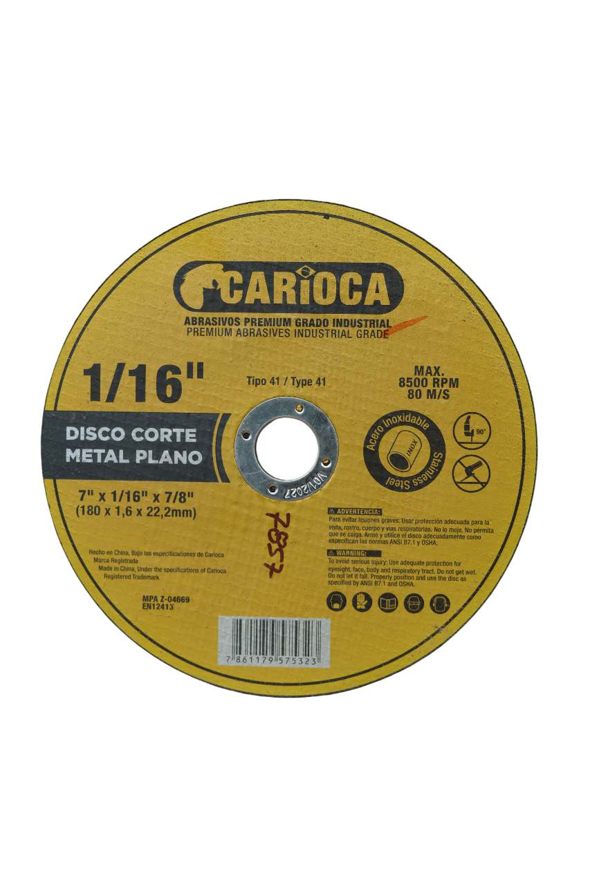 Disco de corte plano de metal de 1/16" - CARIOCA