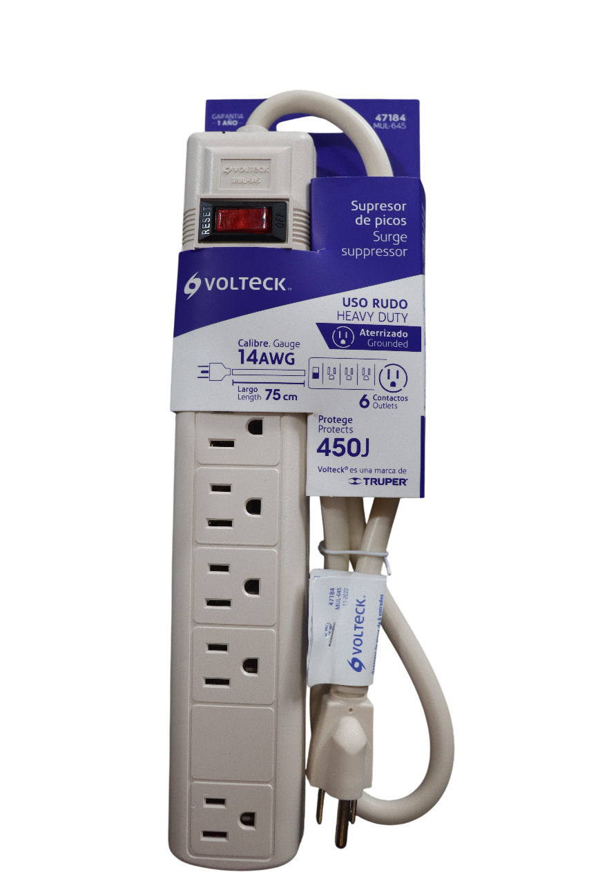 Regleta multicontacto 14 AWG y 450 J - VOLTECK
