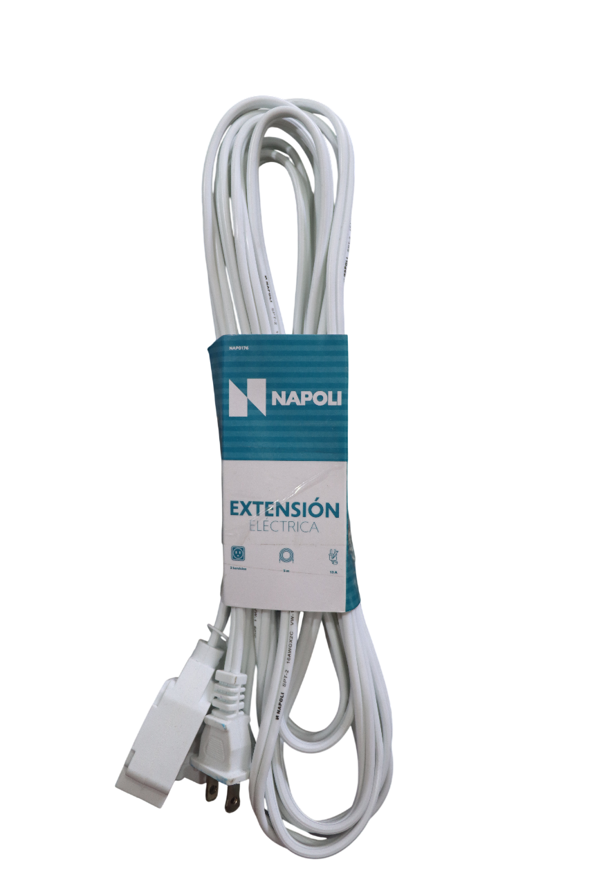 Extensión Eléctrica Blanca Doméstica 5m - NAPOLI