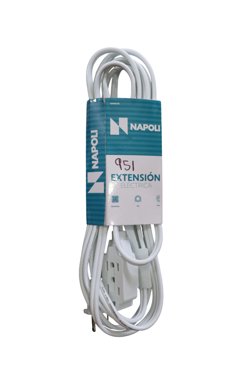 Extensión Eléctrica Blanca Doméstica 3m - NAPOLI