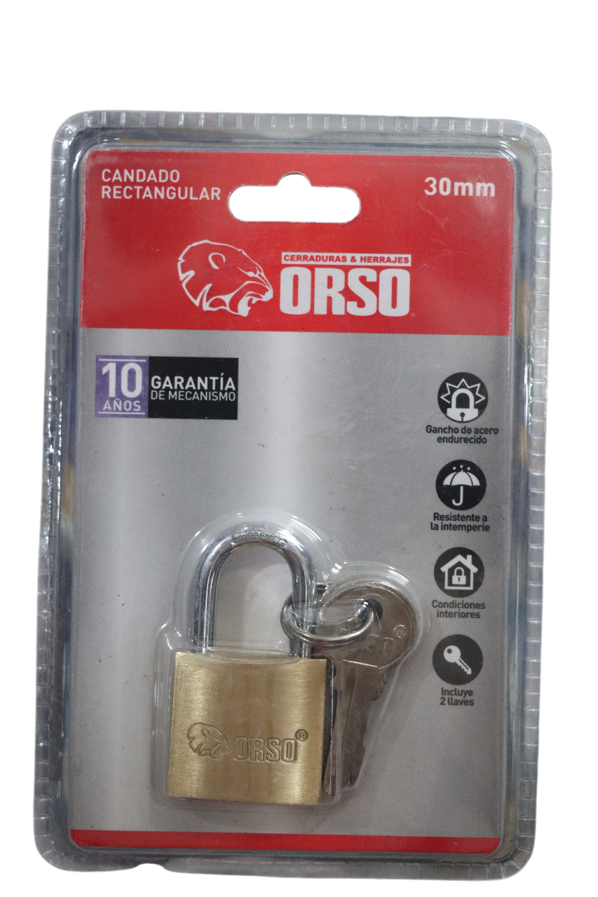 Candado Rectangular Bronce 30mm - ORSO