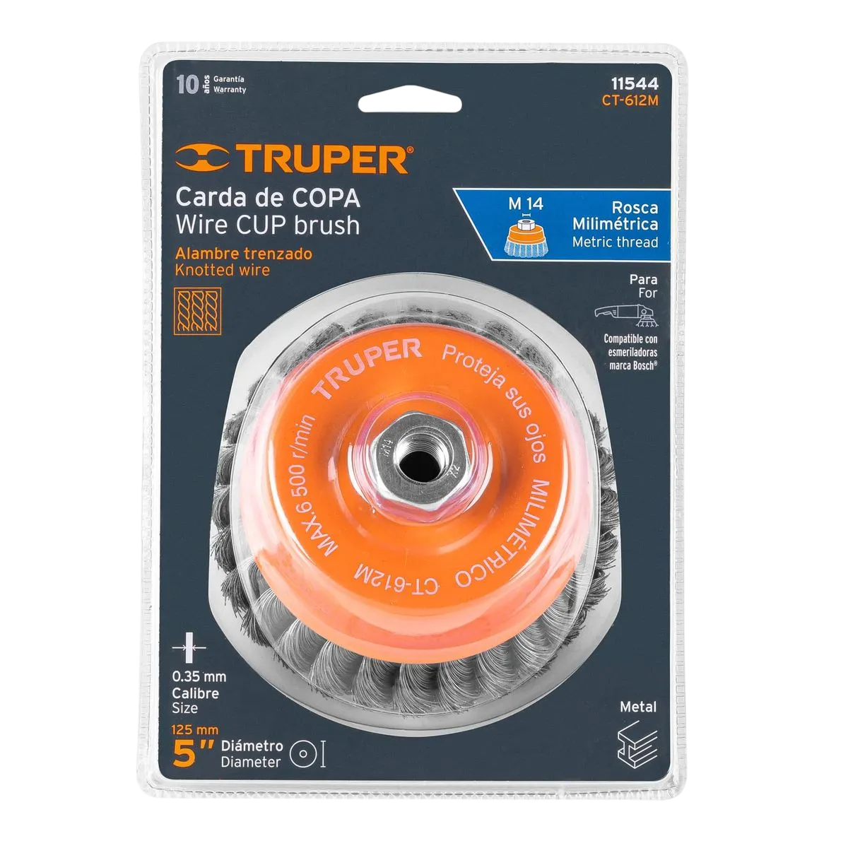 Cepillo Copa con Alambre Trenzado 5" - TRUPPER