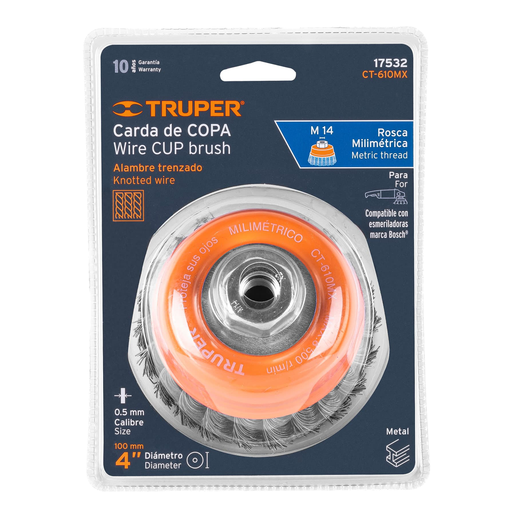 Cepillo Copa con Alambre Trenzado 4" - TRUPPER