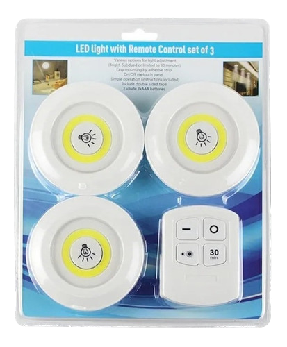 Juego de 3 luces LED inalámbricas con control remoto
